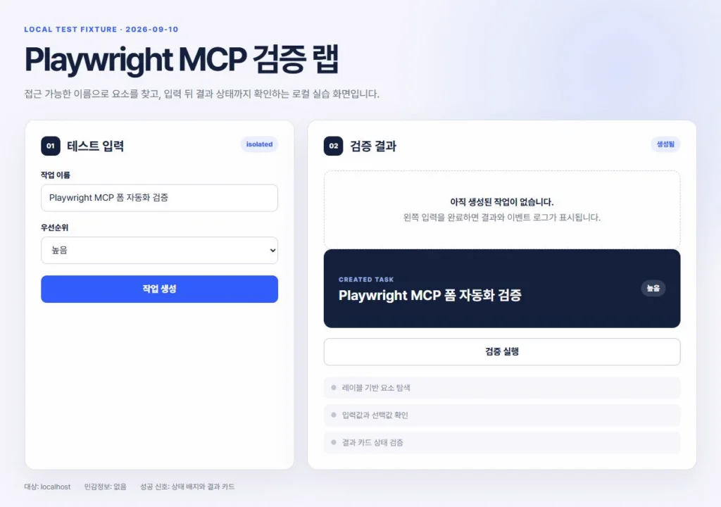 작업 이름과 높은 우선순위가 결과 카드에 생성된 실제 자동화 화면